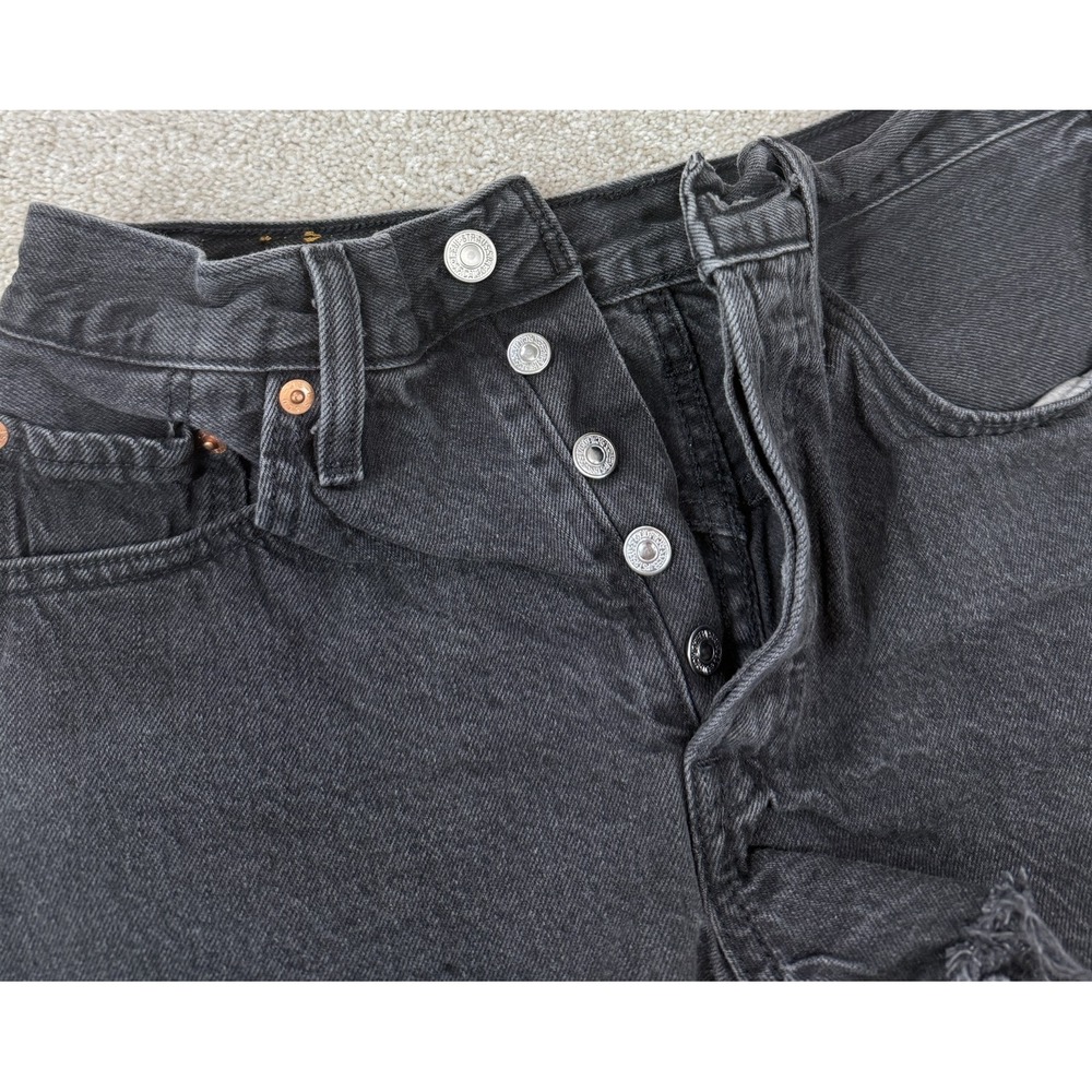 Levi's 501 Cutoff Shorts Women's Size 26 Black Button Fly Denim Jean Distressed - Picture 2 of 7